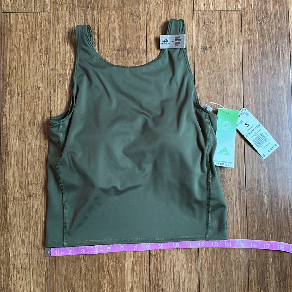 NWT Adidas Women's Crop Tank Medium Support Sports Bra Green Size Small - Picture 7 of 11